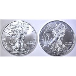2-GEM BU 2019 AMERICAN SILVER EAGLES