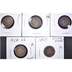 EARLY FLYING EAGLE, INDIAN CENT LOT:
