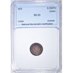 1870 5 CENTS CANADA  NNC BU