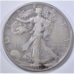 1938-D WALKING LIBERTY HALF DOLLAR  F