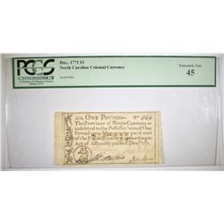 1771 1 POUND COLONIAL CURRENCY PCGS XF-45