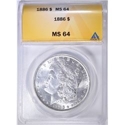 1886 MORGAN DOLLAR ANACS MS-64