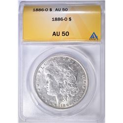 1886-O MORGAN DOLLAR ANACS AU-50