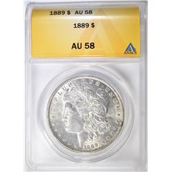 1889 MORGAN DOLLAR, ANACS AU-58