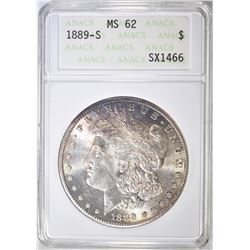 1889-S MORGAN DOLLAR ANACS MS-62