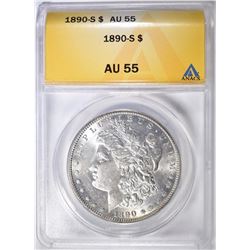 1890-S MORGAN DOLLAR ANACS AU-55