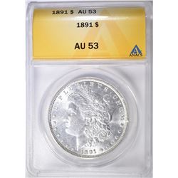 1891 MORGAN DOLLAR ANACS AU-53