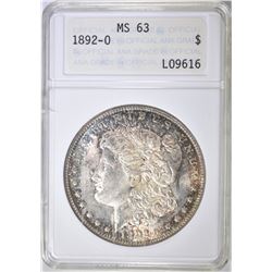 1892-O MORGAN DOLLAR, ANA CH BU
