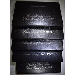 1992, 94, 96, 97 & 98 U.S. SILVER PROOF SETS