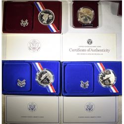 4-COMMEM PROOF SILVER DOLLARS ORIG PACKAGING