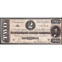 1864 $2 Confederate States of America Note