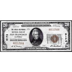 1929 $20 BofA San Francisco, CA CH# 9174 National Currency Note