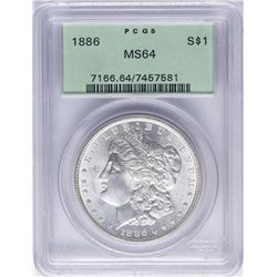 1886 $1 Morgan Silver Dollar Coin PCGS MS63