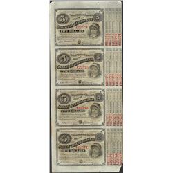 Uncut Sheet of (4) State of Louisiana Baby Bond Obsolete Notes
