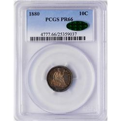 1880 Proof Seated Liberty Dime Coin PCGS PR66 CAC Amazing Toning