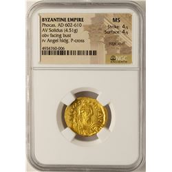 AD 602-610 Phocas Byzantine Empire Solidus Ancient Gold Coin NGC MS