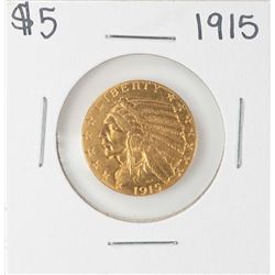 1915 $5 Indian Head Half Eagle Gold Coin