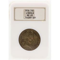 1918 Lincoln Commemorative Half Dollar Coin NGC MS63