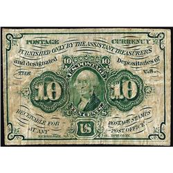 1862 First Issue Ten Cents Fractional Currency Note