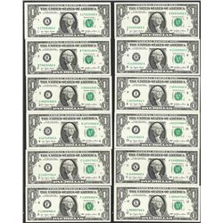 District Set of (12) 1977 $1 Federal Reserve Notes