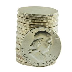 Roll of (20) Brilliant Uncirculated 1954 Franklin Half Dollar Coins