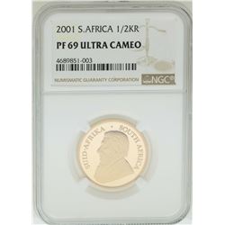 2001 South Africa 1/2 Krugerrand Gold Coin NGC PF69 Ultra Cameo