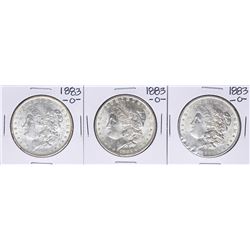 Lot of (3) 1883-O $1 Morgan Silver Dollar Coins