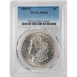 1894-S $1 Morgan Silver Dollar Coin PCGS MS63