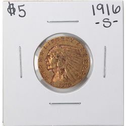 1916-S $5 Indian Head Half Eagle Gold Coin