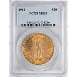 1912 $20 St. Gaudens Double Eagle Gold Coin PCGS MS63