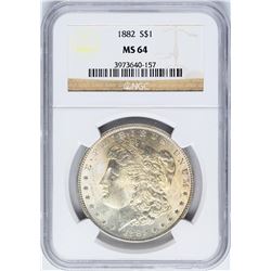 1882 $1 Morgan Silver Dollar Coin NGC MS64