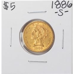 1886-S $5 Liberty Head Half Eagle Gold Coin
