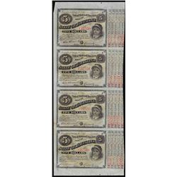 Uncut Sheet of (4) State of Louisiana Baby Bond Obsolete Notes