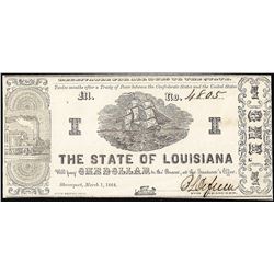 1864 $1 State of Louisiana Obsolete Note