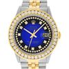 Image 1 : Rolex Mens Two Tone Blue Vignette VS 3 ctw Channel Set Diamond Datejust Wristwatch