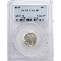 1943 Mercury Dime Coin PCGS MS66FB