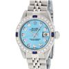 Image 2 : Rolex Ladies Stainless Steel Quickset Blue Diamond & Sapphire Wristwatch