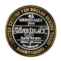 .999 Fine Silver Silver Legacy Reno, Nevada $10 Limited Edition Gaming Token