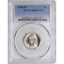 1940-D Jefferson Nickel Coin PCGS MS66+FS