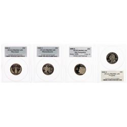Lot of (4) 2000-S Proof State Quarter Coins PCGS PR69DCAM