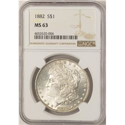 1882 $1 Morgan Silver Dollar Coin NGC MS63