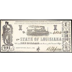 1864 $1 State of Louisiana Obsolete Note