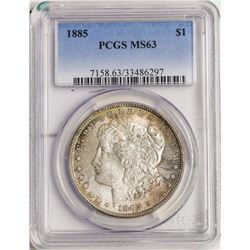 1885 $1 Morgan Silver Dollar Coin PCGS MS63 Great Toning on Reverse