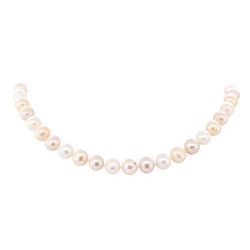 Pearl Necklace with 14KT White Gold Corrugated Ball Clasp
