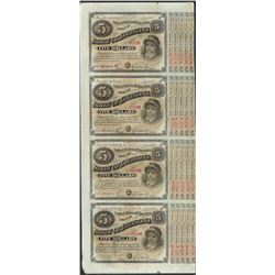 Uncut Sheet of (4) State of Louisiana Baby Bond Obsolete Notes