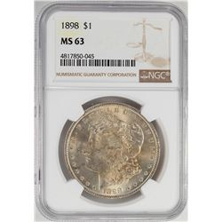 1898 $1 Morgan Silver Dollar Coin NGC MS63