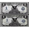 Image 1 : Lot of (2) 1899 $1 Black Eagle Silver Certificate Notes