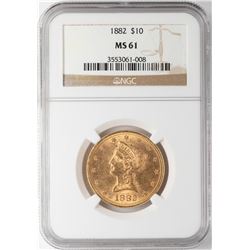 1882 $10 Liberty Head Eagle Gold Coin NGC MS61