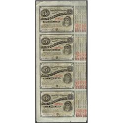 Uncut Sheet of (4) State of Louisiana Baby Bond Obsolete Notes
