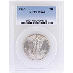 1945 Walking Liberty Half Dollar Coin PCGS MS64